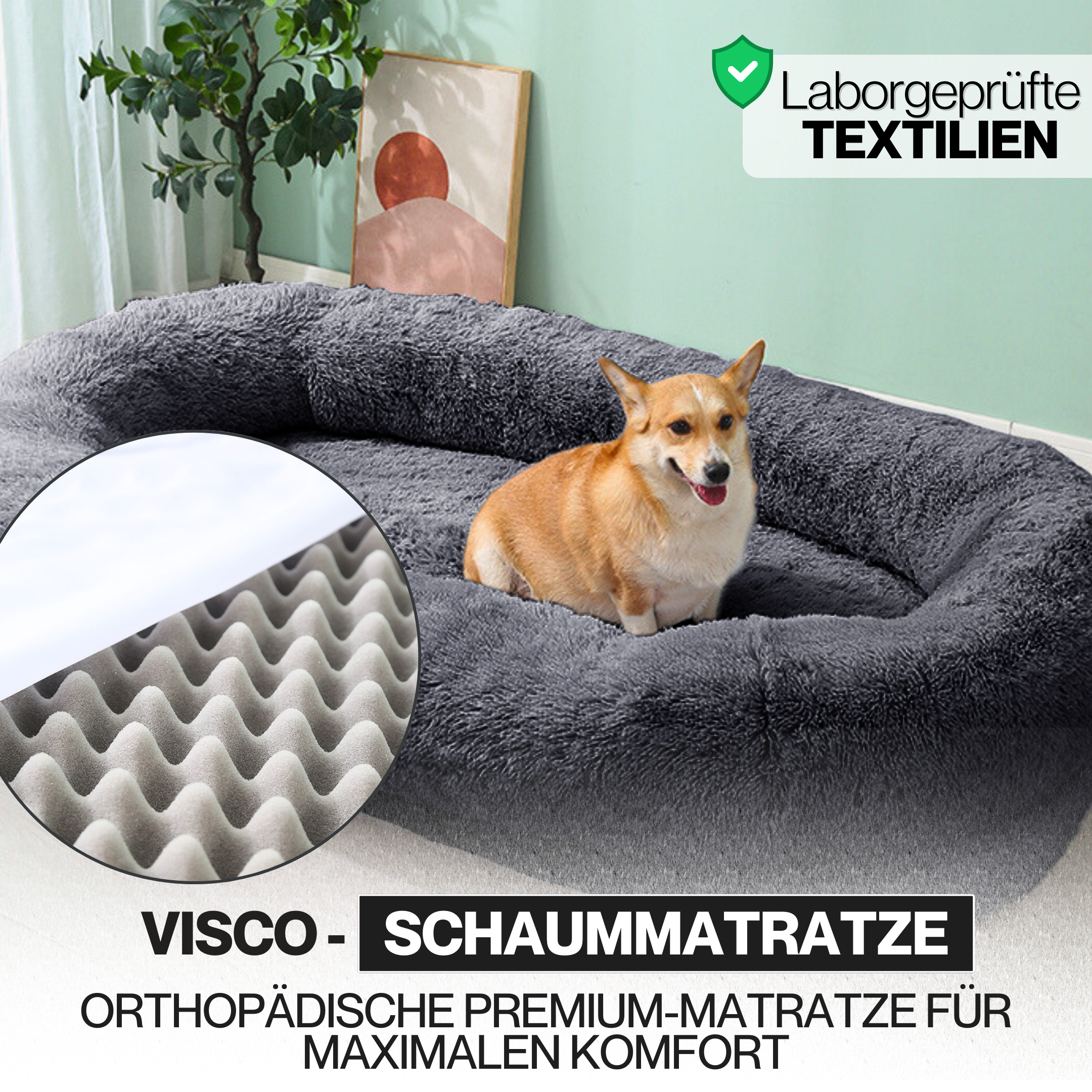 Orthopädisches Hundebett für Menschen "Balu" XXL 190cm inklusive Decke und Kissen
