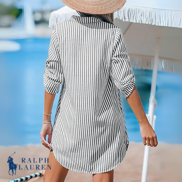 R. Ꮮаᴜгеn Classic Striped Shirt Dress