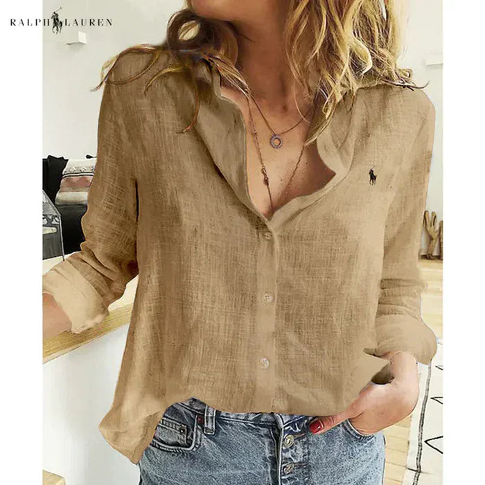 R. Ꮮаᴜгеn Linen Button-Up Shirt