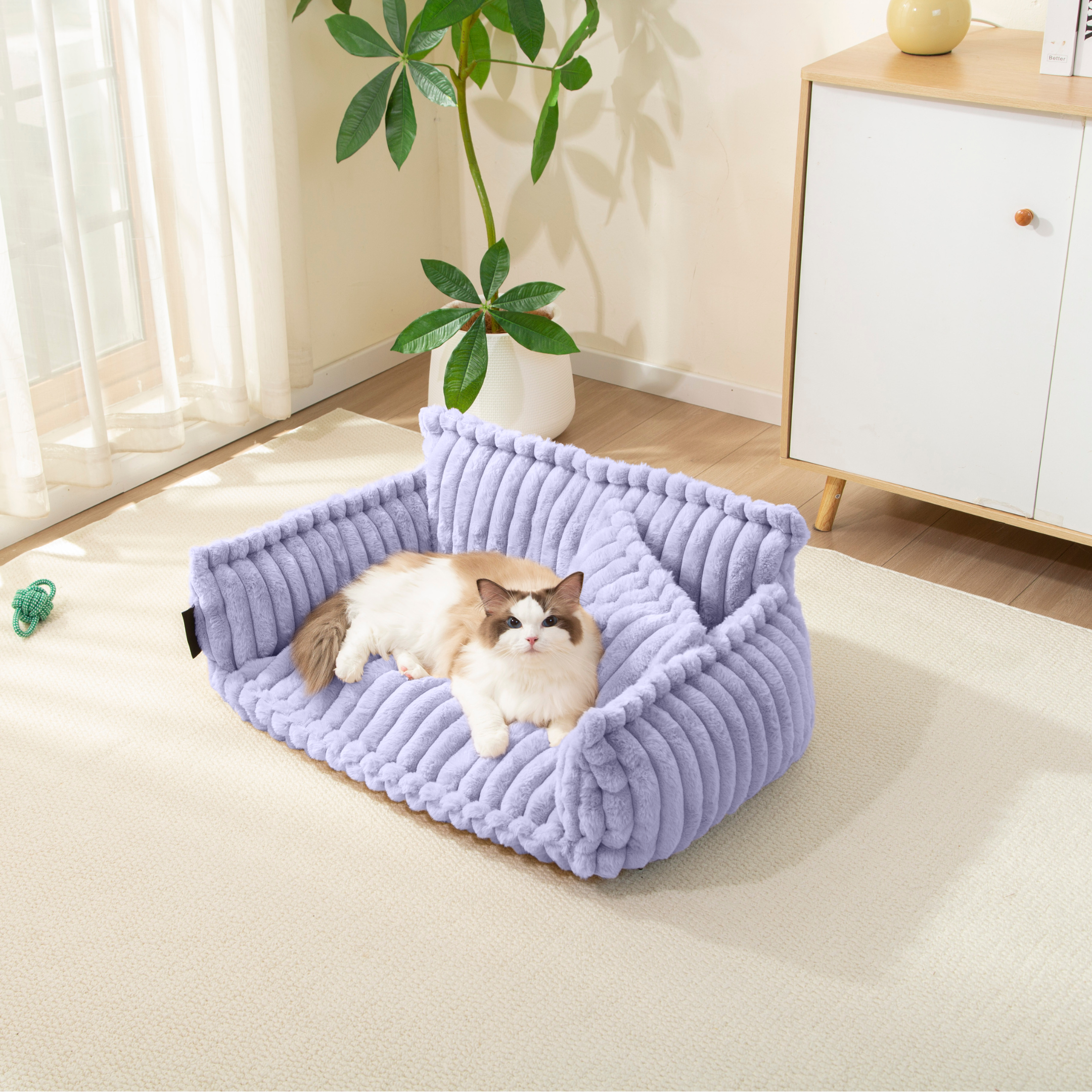 Haustiersofa, Chaffar“ – Für Katzen und Hunde – Moderner Stil – Cord-Design – Orthopädische Matratze