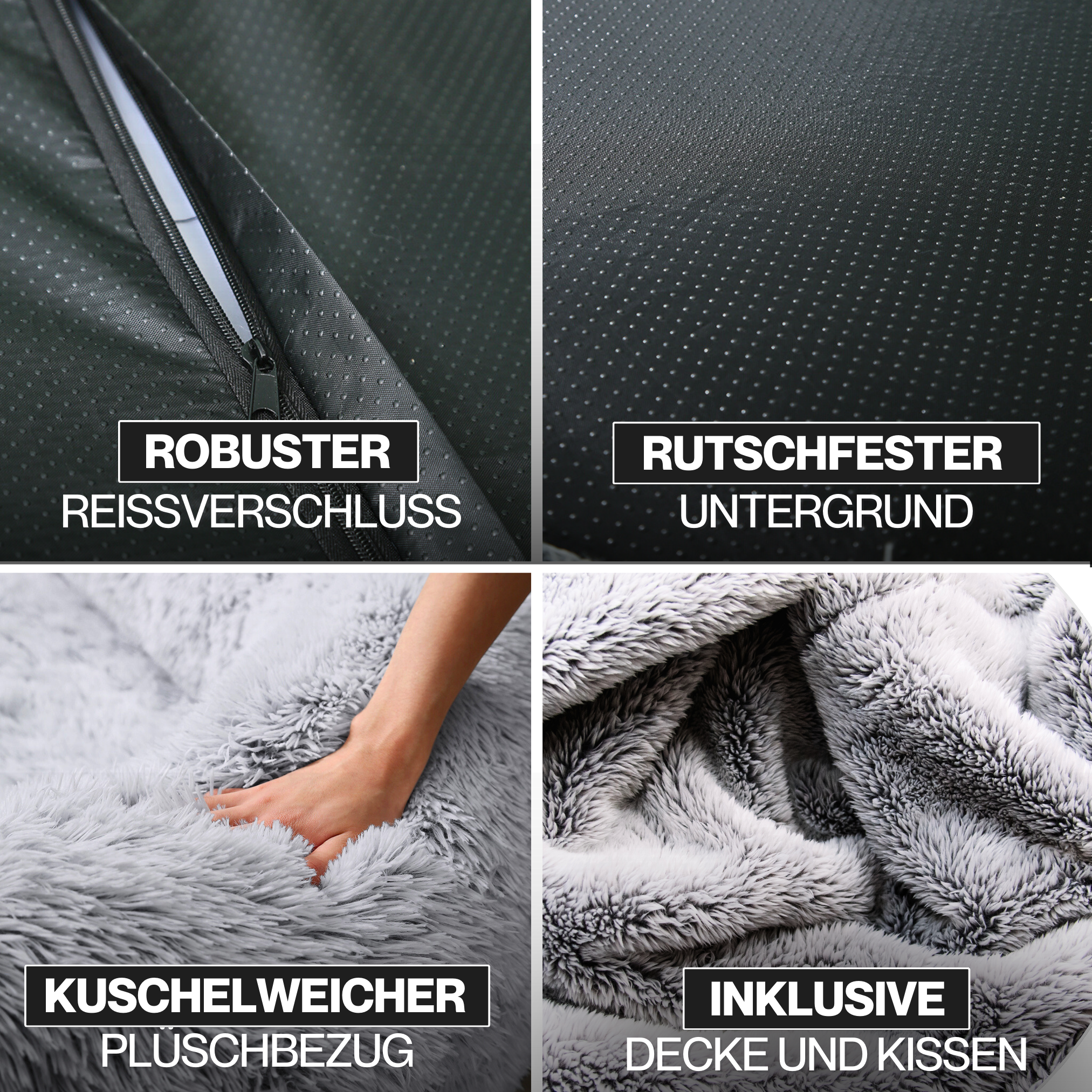 Orthopädisches Hundebett für Menschen "Balu" XXL 190cm inklusive Decke und Kissen