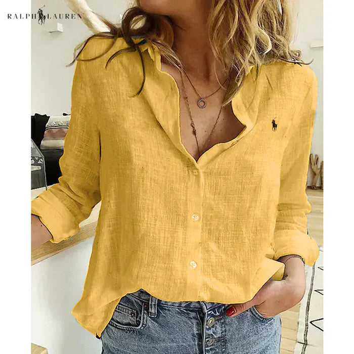 R. Ꮮаᴜгеn Linen Button-Up Shirt