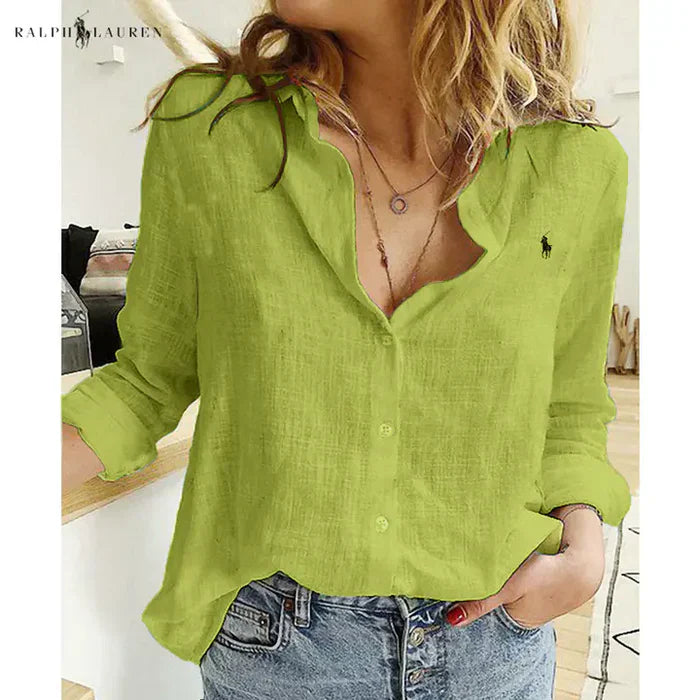 R. Ꮮаᴜгеn Linen Button-Up Shirt
