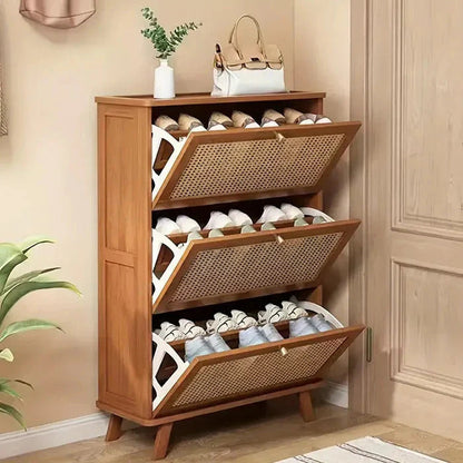 Bamboo 3-Door Shoe Cabinet